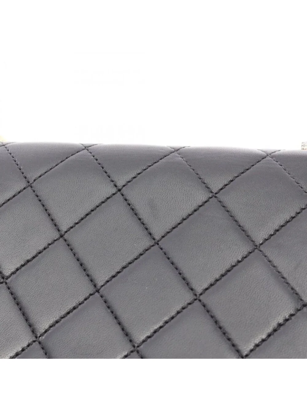 Chanel Shoulder Bag Quilted Black Lambskin Mini Chain